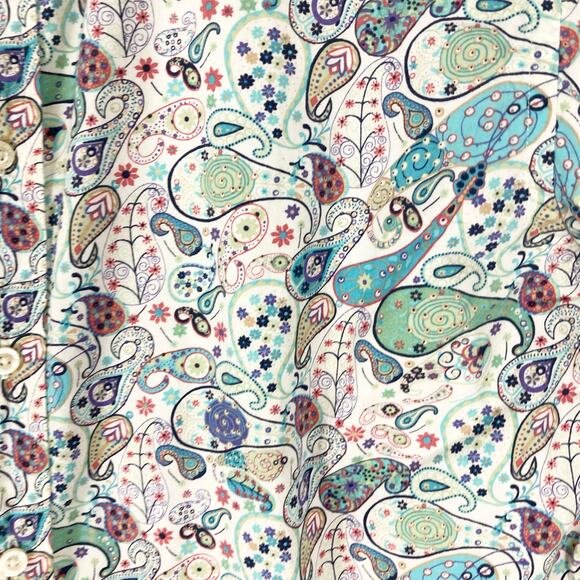 ROBERT GRAHAM Multicolor Bohemian Paisley Button Up Shirt Blouse in Cotton - Picture 6 of 11